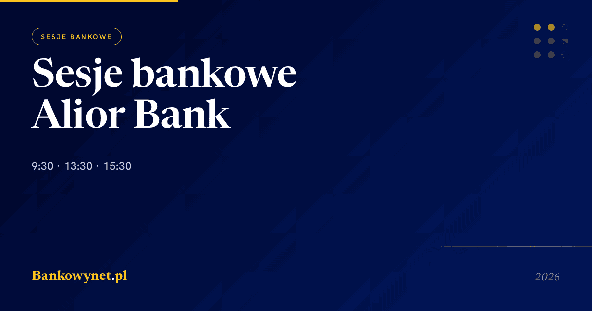 Sesje bankowe w Alior Bank 2026 — godziny ELIXIR (9:30 / 13:30 / 15:30), Express i BLIK