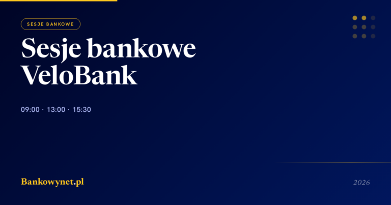 Sesje bankowe w VeloBanku 2026 — godziny ELIXIR, Express Elixir i BLIK