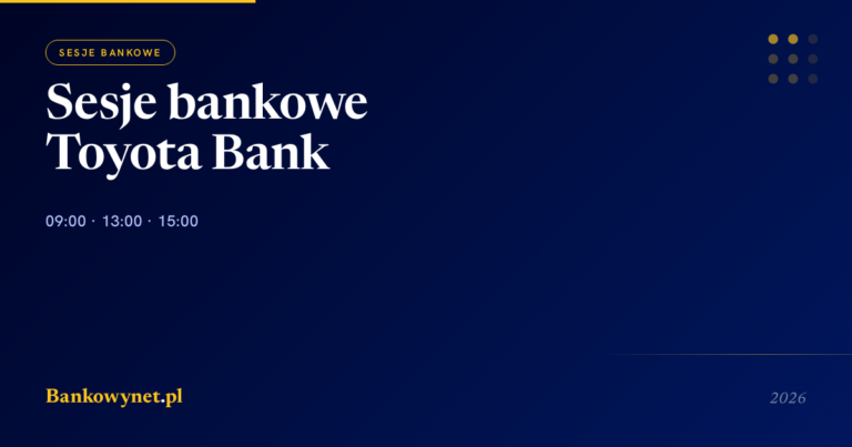 Sesje bankowe w Toyota Bank 2026 — godziny ELIXIR i księgowanie przelewów