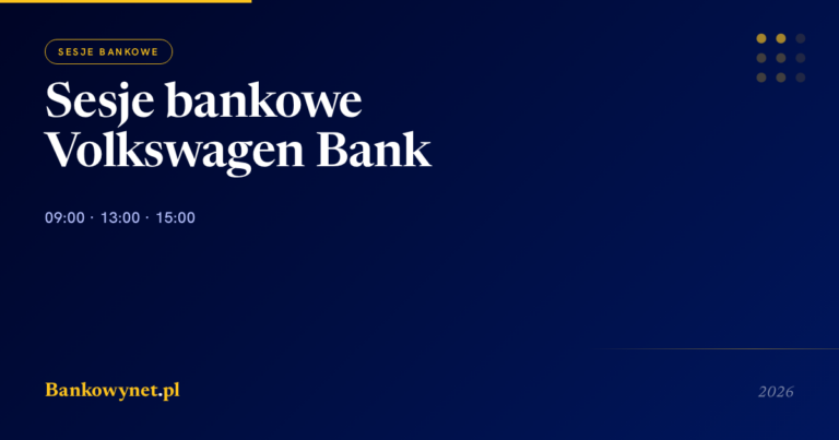 Sesje bankowe w Volkswagen Bank 2026 — godziny ELIXIR i przelewy